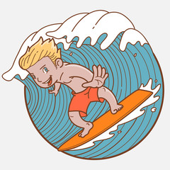Surfing boy