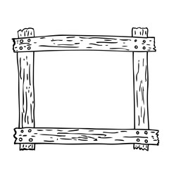 Hand Draw Sketch of Wooden Frame, isolated on white
