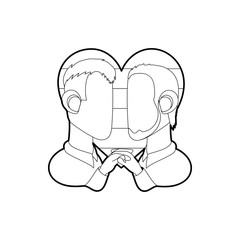 Gay couple icon in outline style isolated on white background