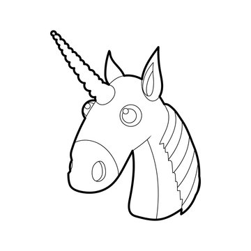 Unicorn icon in outline style isolated on white background