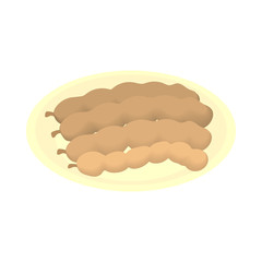 Sausage icon in cartoon style isolated on white background. Food symbol