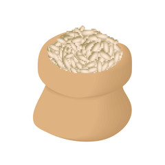 Bag of rice icon in cartoon style isolated on white background. Plant and groats symbol