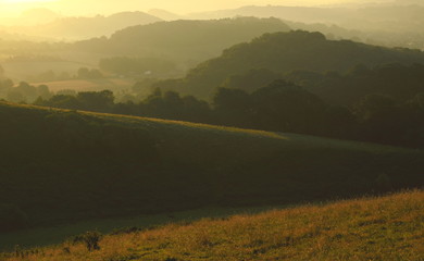 Early morning over Marshwood Vale seen from Colmer's Hill in Devon, England