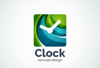 Clock logo template, time management business concept