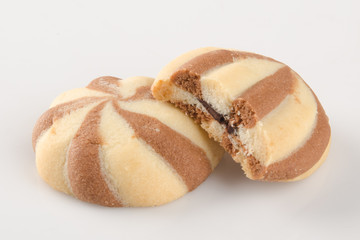 cookies or butter cookies white chocolate on background.