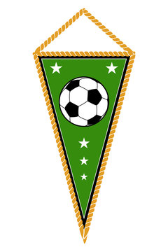 Green soccer pennant isolated white