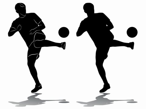 Silhouette of soccer player, vector draw