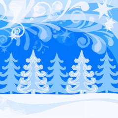 Obraz premium Christmas Landscape, Winter Snowy Forest and Abstract Patterns, Low Poly Background for Holiday Design. Vector