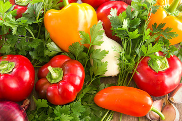Healthy eating. Fresh vegetables on old wooden surface