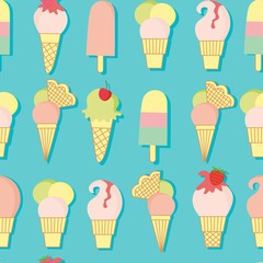 Seamless pattern with sweet ice cream