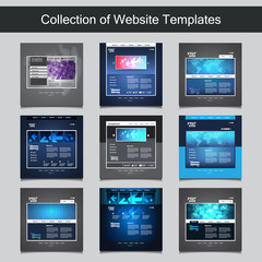 Collection of Website Templates for Your Business - Nine Nice and Simple Design Templates with Different Patterns and Header Designs - Blue, Gallery, Business
