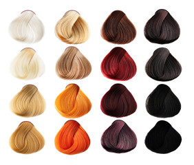 Hair Palette of different colors. Tints set. Isolated on a white background