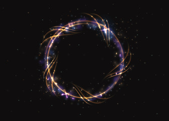VECTOR eps 10. Glowing collection. Shining ring, circle. Sparkling stars, light effect, glowing lines. Transparent, grouped and isolated.
