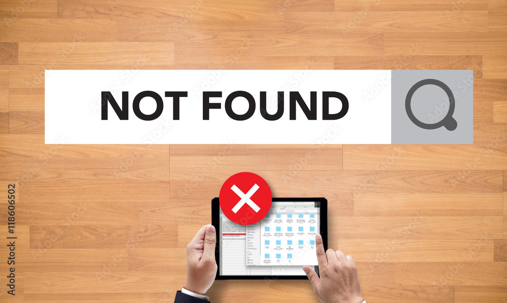 Poster 404 computer not found 404 error failure warning problem
