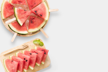Design of mockup healthy watermelon and watermelon ice cream set