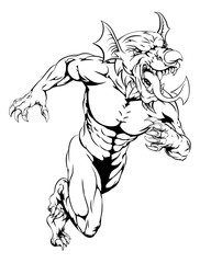Fototapeta na wymiar Welsh dragon mascot running