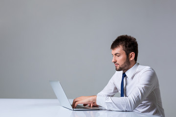 emotional man and laptop