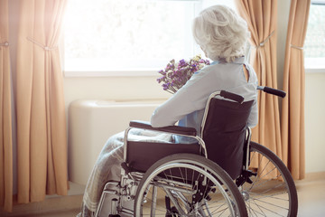 Disabled woman being home