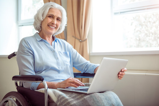 Disabled Woman Using Computer