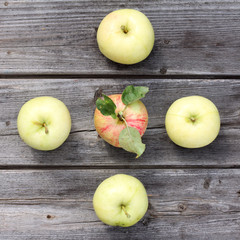 one a grade of not like everything/ flat lay of fresh apples on the old wooden background 
