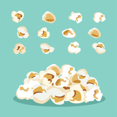 set of popcorn vector flat  design - obrazy, fototapety, plakaty