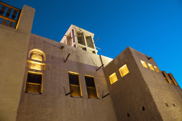 Night view of the streets of the old Arab city Dubai UAE