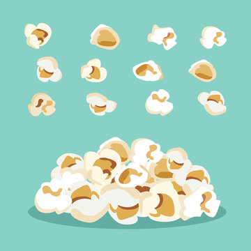 Set Of Popcorn Vector Flat  Design