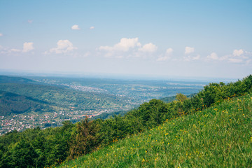 Fototapeta na wymiar Mountains valley from the top view