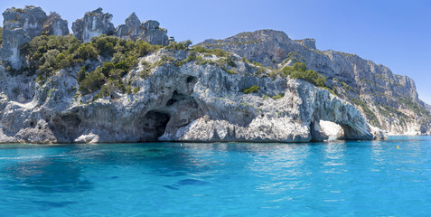Obraz premium panorama of blue sea and the rocky coast in the gulf of Orosei S