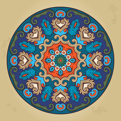 Colorful ethnic round ornamental mandala.