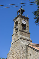Fototapeta na wymiar Clock tower and bell, ancient architecture inside Zamora, Spain,