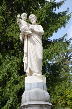 Saint Antoine de Padoue et enfant J&eacute;sus, entr&eacute;e enceinte grotte de Lourdes