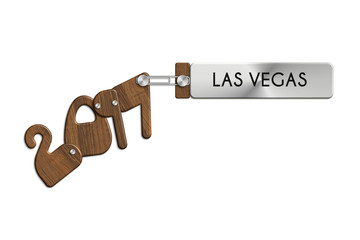 Gadget 2017 in acciaio e legno con etichetta LAS VEGAS