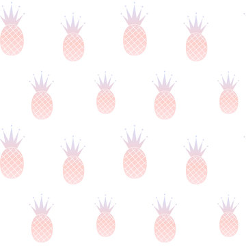 pink blue pastel watercolor pineapple seamless pattern background illustration

