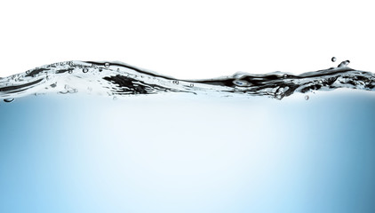 blue water wave flowing on white background