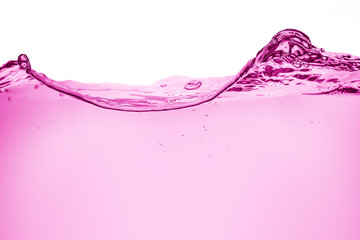 pink and rippled wave of liquid on white background