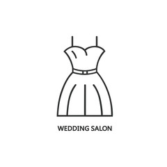 Line style logotype template with wedding dress.