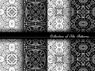 Vector Collection of Black and White Seamless Vintage Patterns