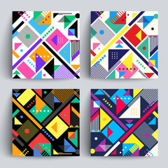 Geometric pattern backgrounds set. Applicable for covers, placards, posters, flyers and banner design.