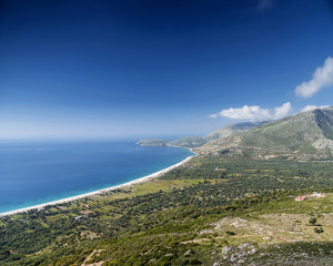beach and mountains ionian sea coastline view of south albania
