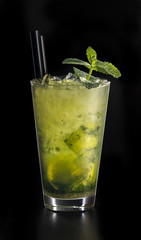 Mint lemonade with lime and lemon in glass