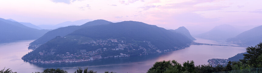 Fototapeta premium View at lake of Lugano at sunset