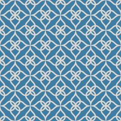 Abstract geometric pattern on blue background. Vector seamless texture.