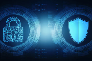 Security concept: Lock on digital screen, contrast, 2d illustration