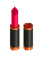 Pixel art, pink lipstick in black package