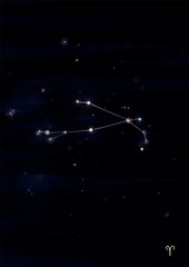 Obraz na płótnie Canvas Aries constellation drawing on its real sky location