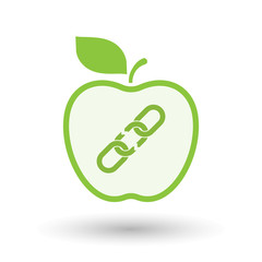 Isolated  line art apple icon with a broken chain