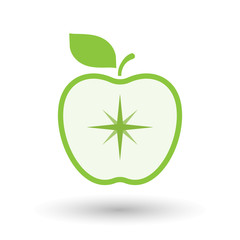 Isolated  line art apple icon with a sparkle