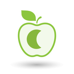 Isolated  line art apple icon with a moon