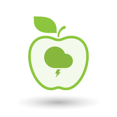 Isolated  line art apple icon with a stormy cloud